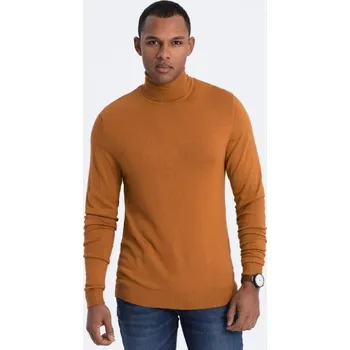 Pánský svetr Ombre Clothing Atraktivní hnědý rolák V8 SWTN-0101