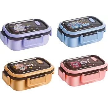 Dětský obědář s příborem a úchyty pro přenos Pets - růžová