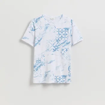 Pánské tričko Reserved - Tričko regular z bavlny - indigová - 460EX-57X - 460EX-57X-M