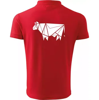 Pánská košile Origami kráva z boku - Polokošile pánská Pique Polo 203 - 5XL ( Červená )