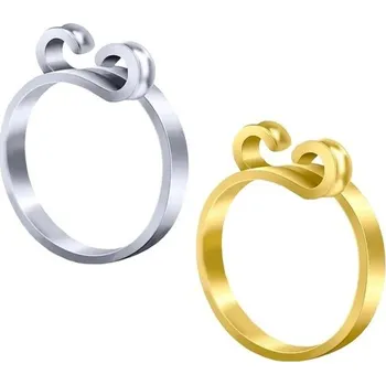 Pokrývka hlavy Sada 2 ks háčkovacích kroužků na přízi Nastavitelný držák nitě a příze na prst Stříbrný a zlatý šicí nástroj pro pletení a háčkování