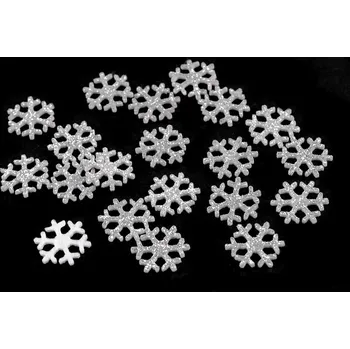 Vánoční dekorace Vánoční filcová vločka s glitry Ø15 mm Varianta: stříbrná, Balení: 20 ks