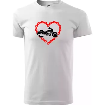Pánské tričko Moto srdce řetěz - chopper - Triko extra velké (5-8XL) - 5XL ( Bílá )