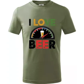Chlapecké tričko I love beer - palivoměr - Tričko dětské bavlněné - 122 cm/6 let ( Khaki )