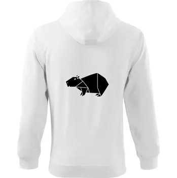 Pánská mikina Origami kapybara - Mikina s kapucí na zip trendy zipper - XL ( Bílá )