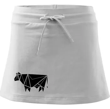 Dámská sukně Origami kráva z boku - Sportovní sukně - two in one - S ( Bílá )