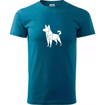 Origami pes z boku - Klasické pánské triko vyšší gramáže - XS ( Petrolejová )