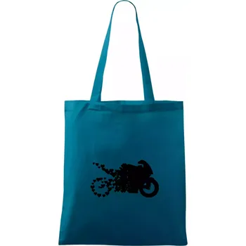 Moto love - Taška bavlněná - 42 x 38 cm ( Petrolejová )