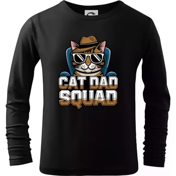 Chlapecké tričko Cat dad squad - Triko dětské Long Sleeve - 146 cm/10 let ( Černá )