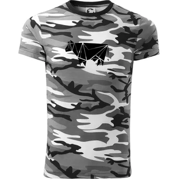Pánské tričko Origami kráva z boku - Army CAMOUFLAGE - XS ( Šedý maskáč )