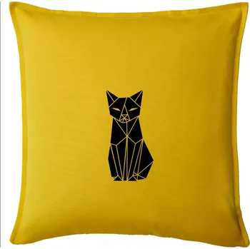 Polštář Origami kočka zepředu - Polštář 50x50 - 50x50 - Pouze potah ( Žlutá )