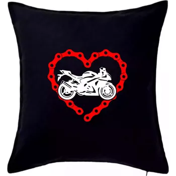 Polštář Moto srdce řetěz - supersport - Polštář 50x50 - 50x50 - Pouze potah ( Černá )