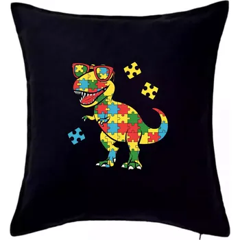 Polštář Autista dinosaurus puzzle - Polštář 50x50 - 50x50 - Pouze potah ( Černá )