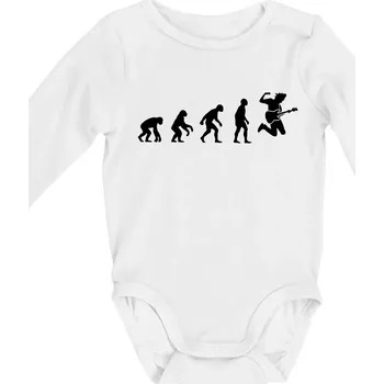 Kojenecký body Evoluce kytarista - výskok - Body kojenecké s dlouhým rukávem - Dlouhý r. do 3 měs ( Bílá )