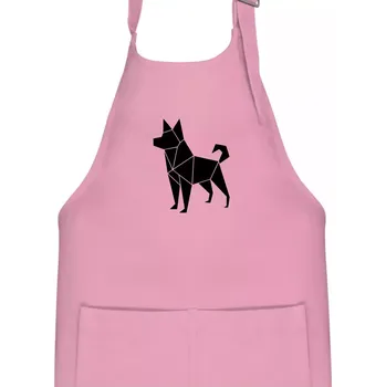 Kuchyňská zástěra Origami pes z boku - Dětská zástěra na vaření - Univerzální velikost ( Růžová )