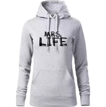 Dámská mikina Mrs. Life - Mikina dámská Cape s kapucí - XL ( Světlešedý Melír )