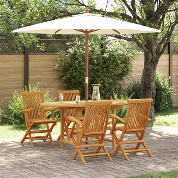 Zahradní stůl 5dílná zahradní jídelní souprava z masivního teakového dřeva Hnědá3157130