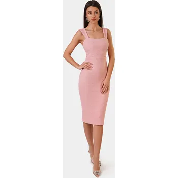 Dámské šaty CHANTAL midi šaty DLR135 - pudrově růžové - XS