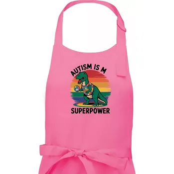 Kuchyňská zástěra Dinousarus a puzzle Autism is my superpower - Pánská zástěra na vaření - Univerzální velikost ( Růžová )