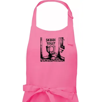 Kuchyňská zástěra Skibidi kresba - Dámská zástěra na vaření - Univerzální velikost ( Růžová )