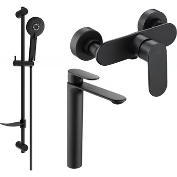 Vodovodní baterie Mexen Milo DF40 sprchová sada, černá - 71314DF40-70 Bateriové soupravy
