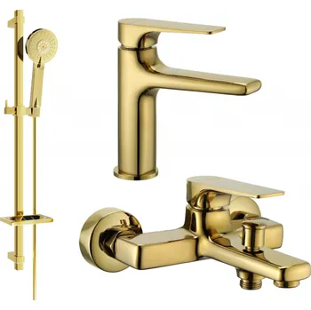 Vodovodní baterie Mexen Lynx DQ40 vanová sada, zlatá - 745903DQ40-50 Bateriové soupravy