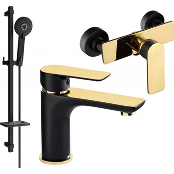 Vodovodní baterie Mexen Alfa DQ40 sprchová sada, černá/zlatá - 745704DQ40-75 Bateriové soupravy