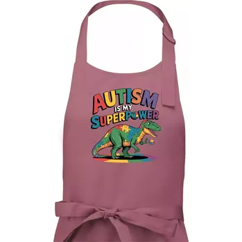 Kuchyňská zástěra Autism is my superpower dinosaurus - Pánská zástěra na vaření - Univerzální velikost ( Starorůžová )