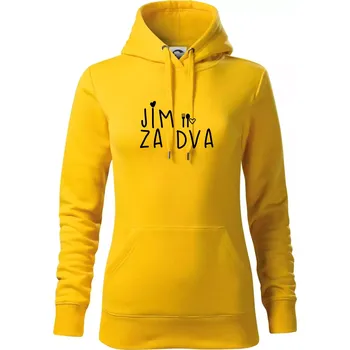 Dámská mikina Jím za dva / Piju za tři - Mikina dámská Cape s kapucí - XS ( Žlutá )