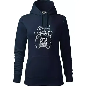 Dámská mikina Svatební auto - Mikina dámská Cape s kapucí - XL ( Námořní modrá (velmi tmavá - téměř černá) )