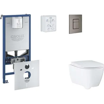 WC sada Grohe Rapid SLX - Set předstěnové instalace, klozetu, sedátka SoftClose a tlačítka Skate Cosmopolitan, kartáčovaný Hard Graphite SANI11BB5111