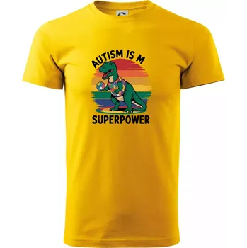 Pánské tričko Dinousarus a puzzle Autism is my superpower - Triko extra velké (5-8XL) - 6XL ( Žlutá )