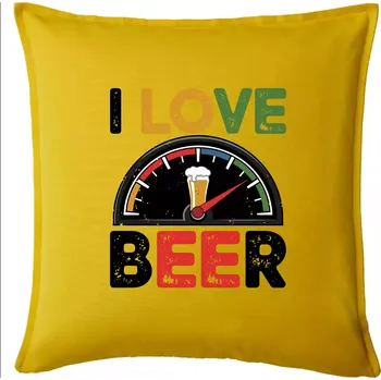 Polštář I love beer - palivoměr - Polštář 50x50 - 50x50 - Pouze potah ( Žlutá )