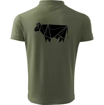 Pánská košile Origami kráva z boku - Polokošile pánská Pique Polo 203 - 5XL ( Khaki )