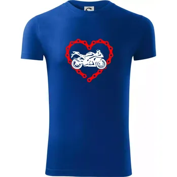 Pánské tričko Moto srdce řetěz - supersport - Viper FIT - Pánské zůžené tričko - 3XL ( Královská modrá )