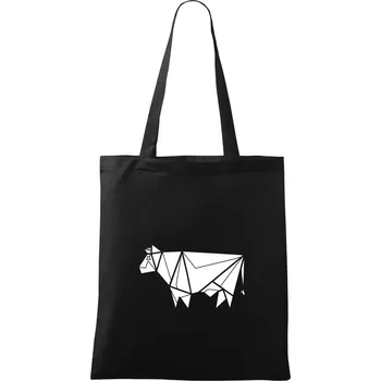 Nákupní taška Origami kráva z boku - Taška bavlněná - 42 x 38 cm ( Černá )