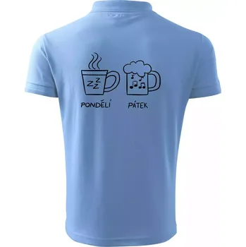 Pánská košile Pondělí Pátek - Kafe Pivo - Polokošile pánská Pique Polo 203 - 5XL ( Pyžamově modrá )