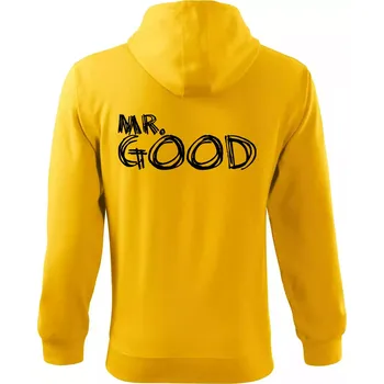 Pánská mikina Mr. Good - Mikina s kapucí na zip trendy zipper - XL ( Žlutá )