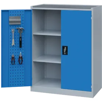 DS - 191 - skříň úložná, 2 police, uzamykatelná, ocel, šedomodrá