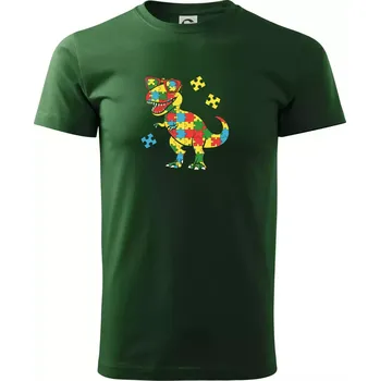 Autista dinosaurus puzzle - Triko extra velké (5-8XL) - 8XL ( Lahvově zelená )