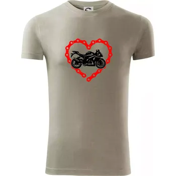 Pánské tričko Moto srdce řetěz - supersport - Viper FIT - Pánské zůžené tričko - XL ( Light khaki )