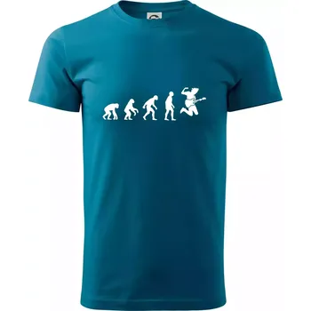 Evoluce kytarista - výskok - Klasické pánské triko vyšší gramáže - M ( Petrolejová )