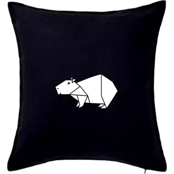 Polštář Origami kapybara - Polštář 50x50 - 50x50 - Pouze potah ( Černá )
