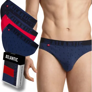 Slipy ATLANTIC sportovní pánské slipy 3 kusy 3MP 152 *M* ŠEDÁ/ČERNÁ/TMAVĚ MODRÁ