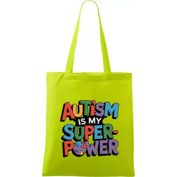 Autism is my superpower barevný - Taška bavlněná - 42 x 38 cm ( Limetková )