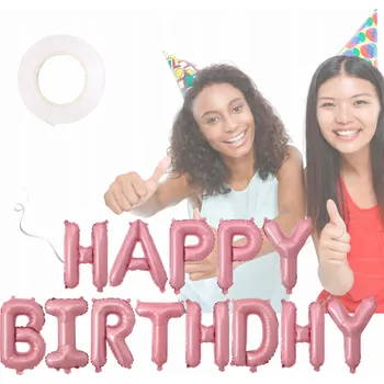 Balónek Party Deco Balón foliový nápis narozeniny - HAPPY BIRTHDAY - růžový - 340 x 35 cm - Balónek