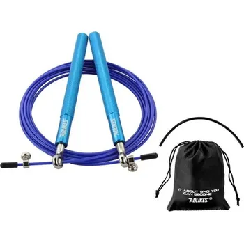 Rychlostní švihadlo s kuličkovými ložisky 3 m Nastavitelná ocelová šňůra Hliníkové rukojeti Pomůcka pro rychlý trénink a kondici modrá