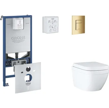 Klozet GROHE - Rapid SLX Set předstěnové instalace, klozetu, sedátka SoftClose a tlačítka Skate Cosmopolitan, Triple Vortex, Cool Sunrise SANI11BB4107