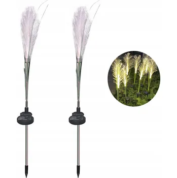 Venkovní osvětlení 2 KUSY ZAHRADNÍ SOLÁRNÍ LED LAMPA TRÁVA PAMPASOVÁ SOLÁRNÍ SVĚTLO SET