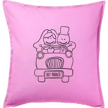 Polštář Svatební auto - Polštář 50x50 - 50x50 - Včetně výplně ( Růžová )
